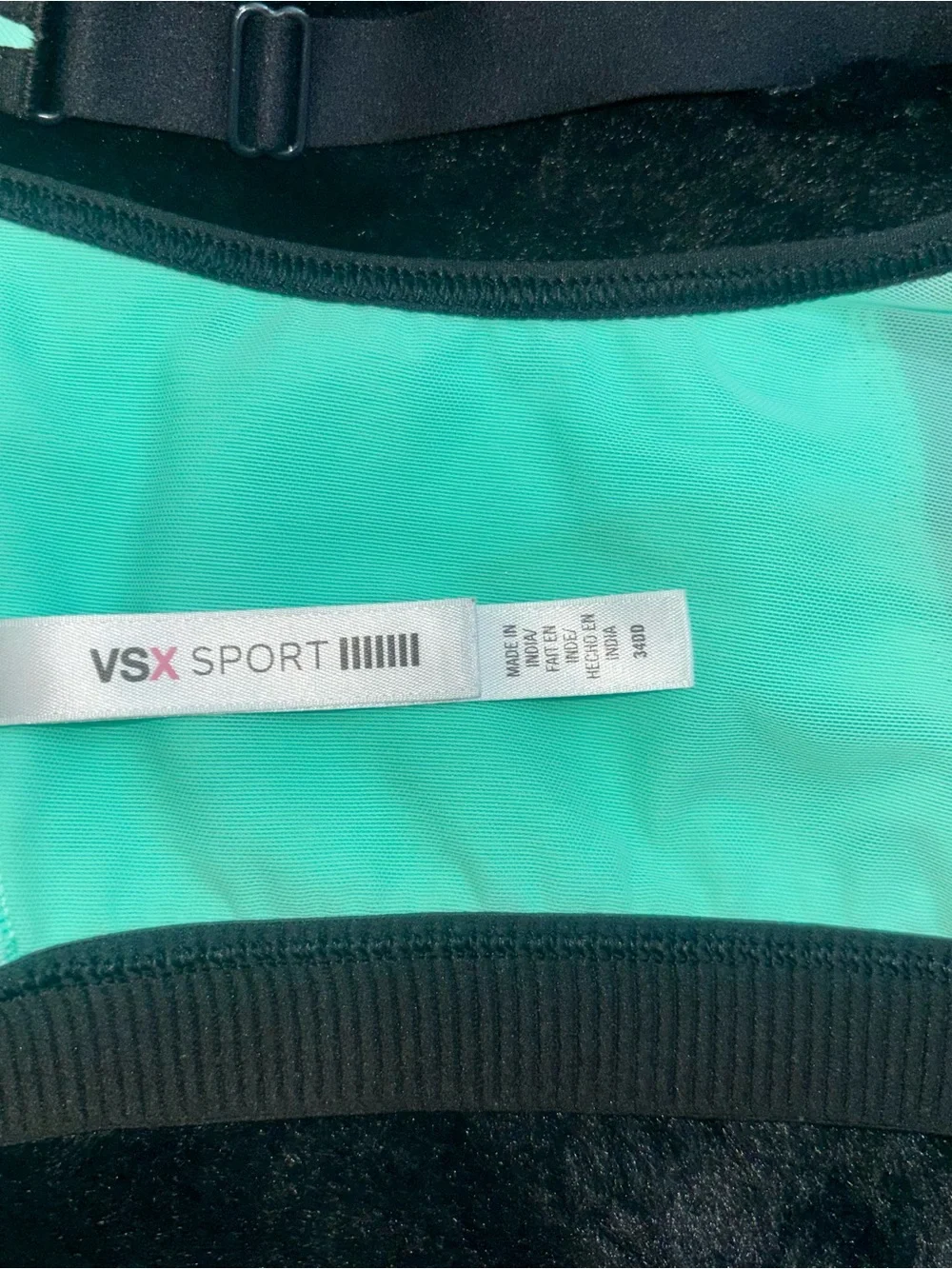 VSX Front-Zip Colorblock Sports Bra in Aqua & Lime Green